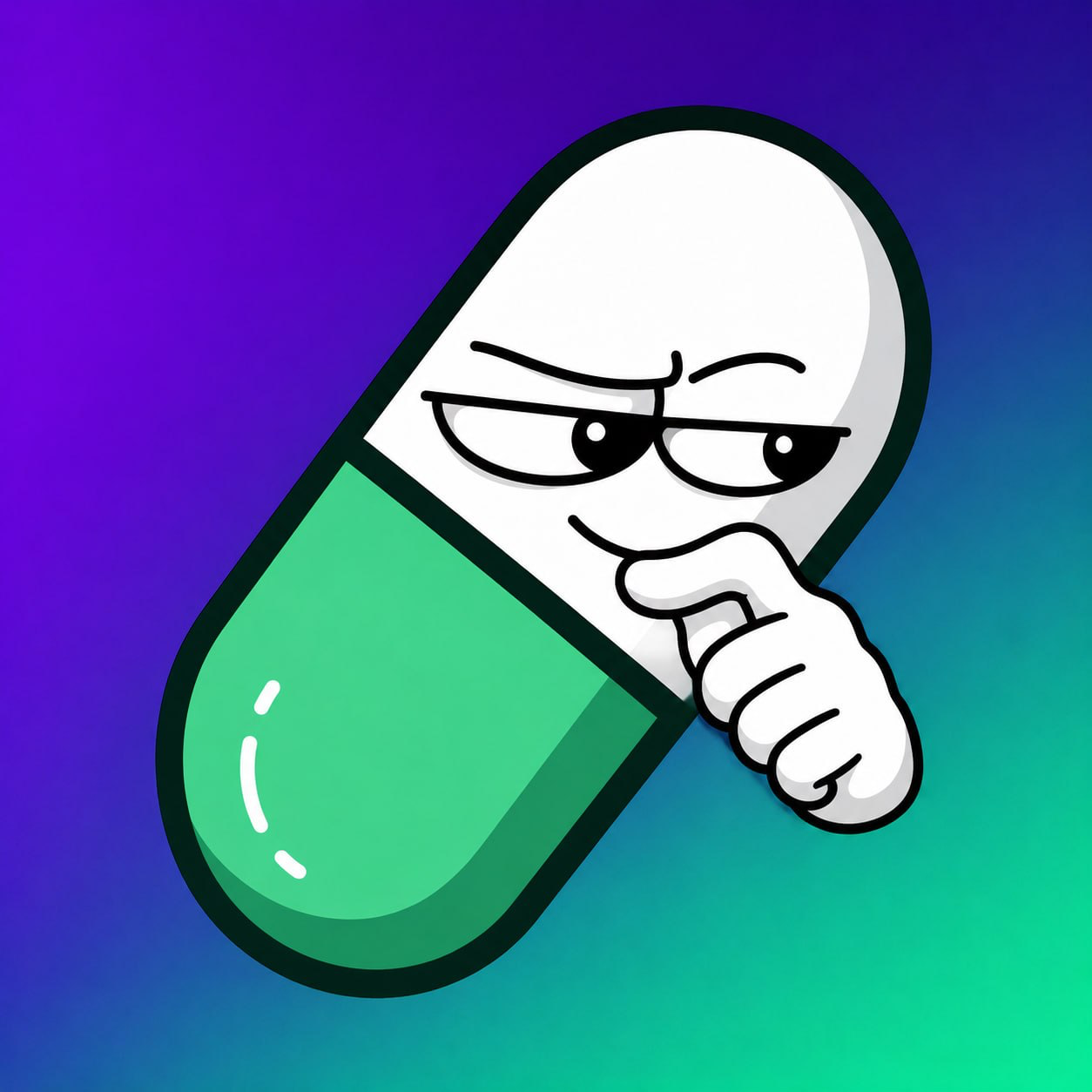PUMPEY, a sly white and mint capsule mascot